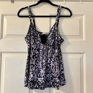 Linea Donatella Women's Tank Top Size Medium Y2K 90s Lavender Black Whimsigoth